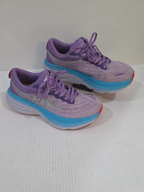 Hoka Shoes - Hoka Bondi 8 Women's Lavender Shoes with Blue Midsole and Red Accents Size 7.5